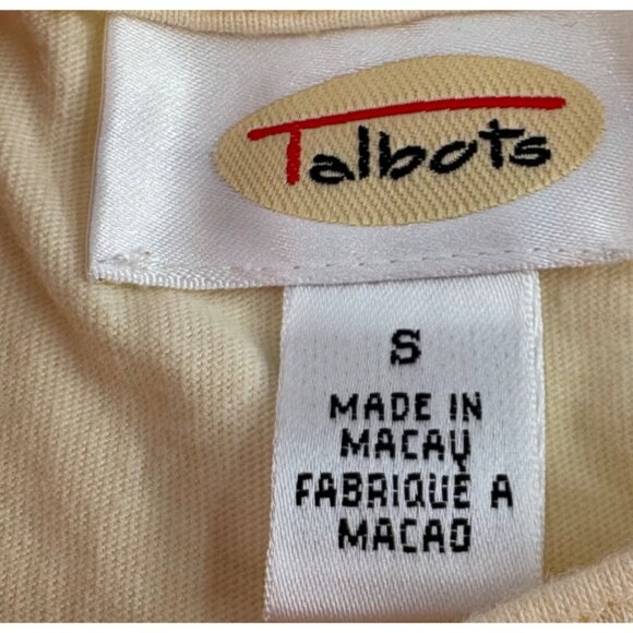 Talbots Women's Small Floral Embroidered T-Shirt 100% Cotton Beige‎ - Picture 4 of 5
